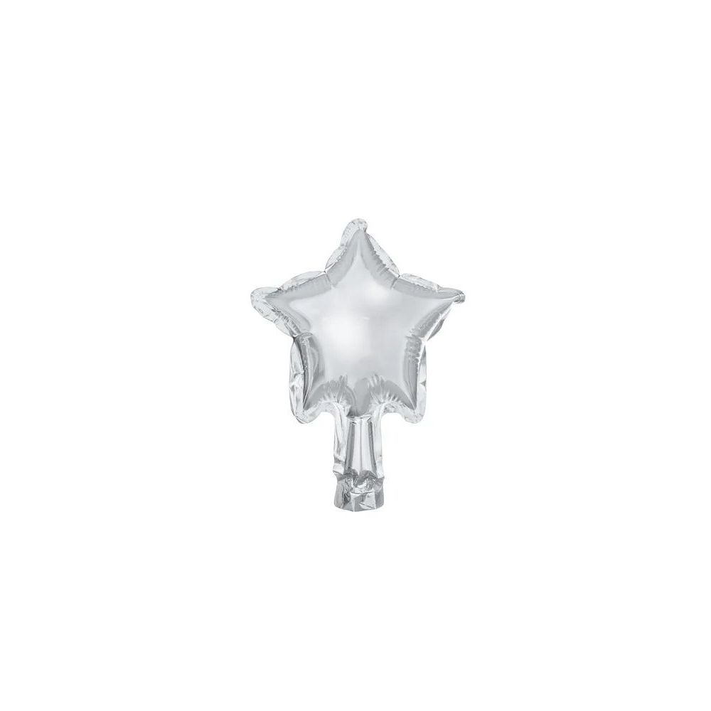 Foil balloon - PartyDeco - Stars, silver, 10 cm, 25 pcs.