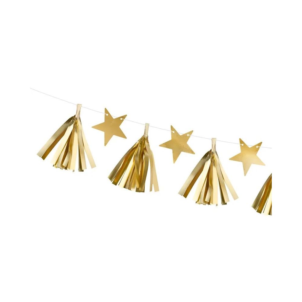 Decorative garland - PartyDeco - Stars, gold, 1.3 m
