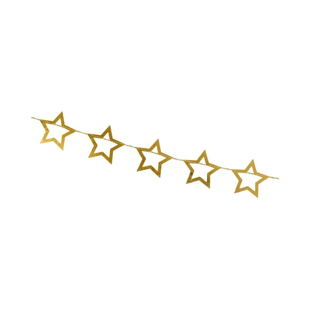 Decorative garland - PartyDeco - Stars, gold, 3 m