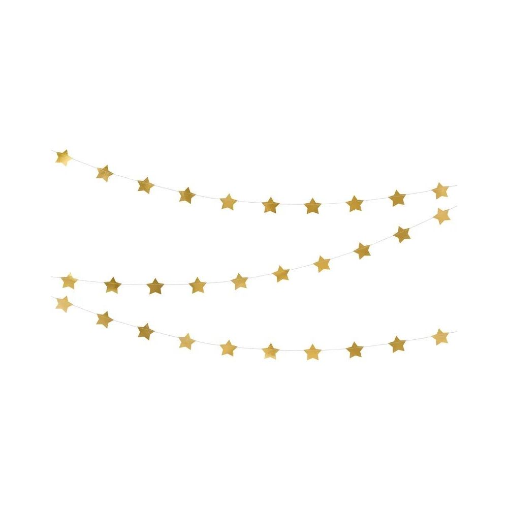 Decorative garland - PartyDeco - Stars, gold, 3.6 m