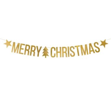 Decorative garland - PartyDeco - Merry Christmas, gold, 1.5 m