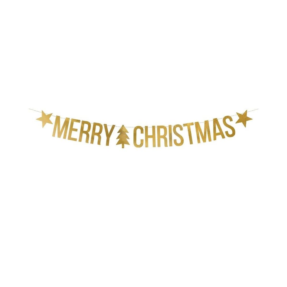 Decorative garland - PartyDeco - Merry Christmas, gold, 1.5 m