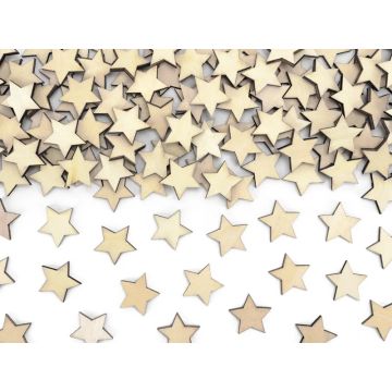Decorative confetti - PartyDeco - Wooden stars, 50 pcs.