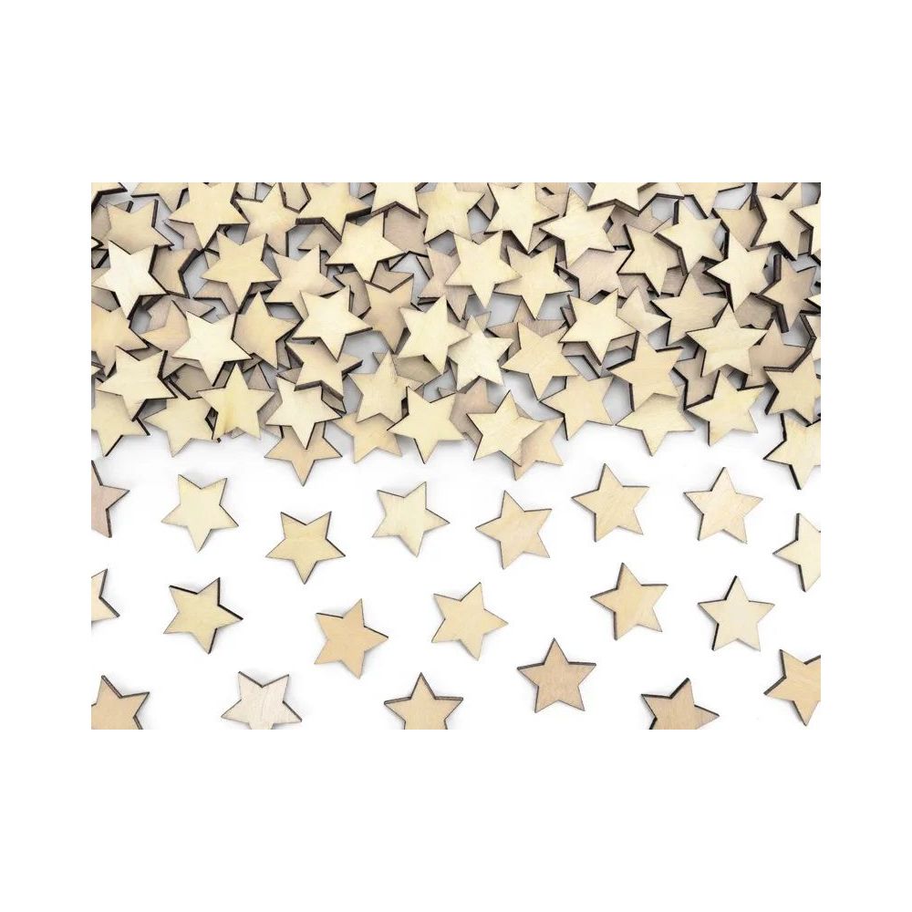 Decorative confetti - PartyDeco - Wooden stars, 50 pcs.