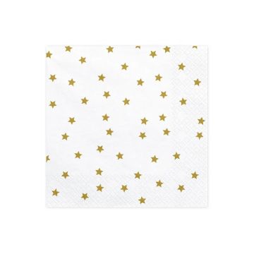 Paper napkins - PartyDeco - Golden Stars, 16.5 cm, 20 pcs.