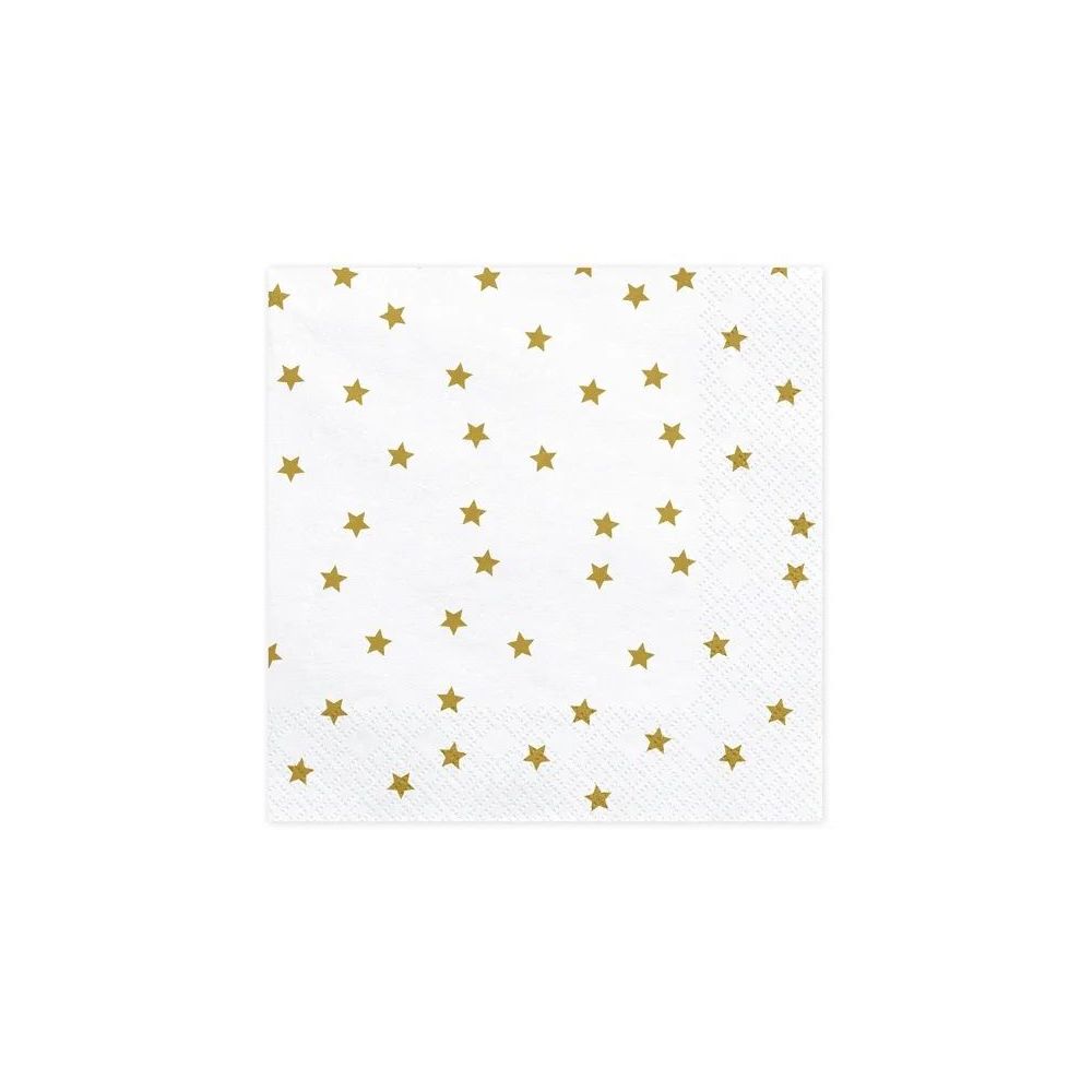 Paper napkins - PartyDeco - Golden Stars, 16.5 cm, 20 pcs.