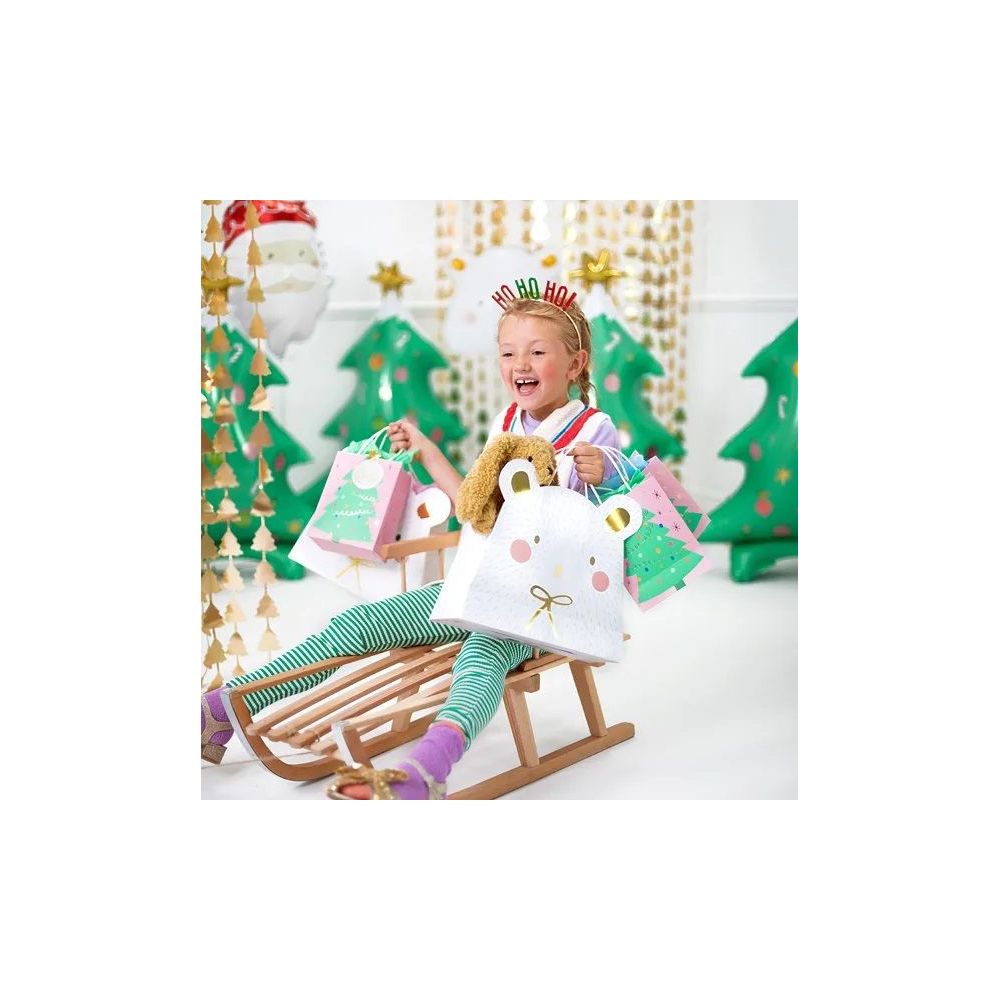 Torebka świąteczna na słodycze - PartyDeco - Miś Polarny, 31 x 27 cm