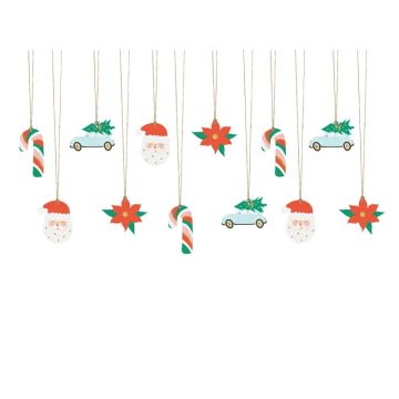 Christmas gift tags - PartyDeco - Santa Claus, mix 2, 12 pcs.
