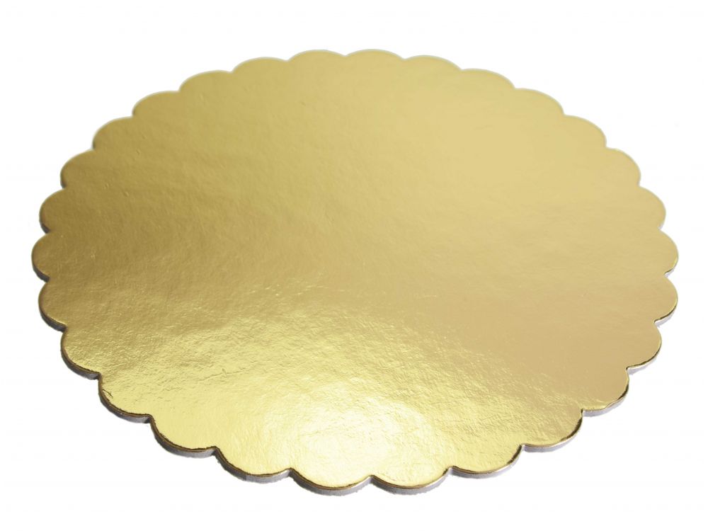 Podkład pod tort karbowany - Cuki - złoty, 22 cm