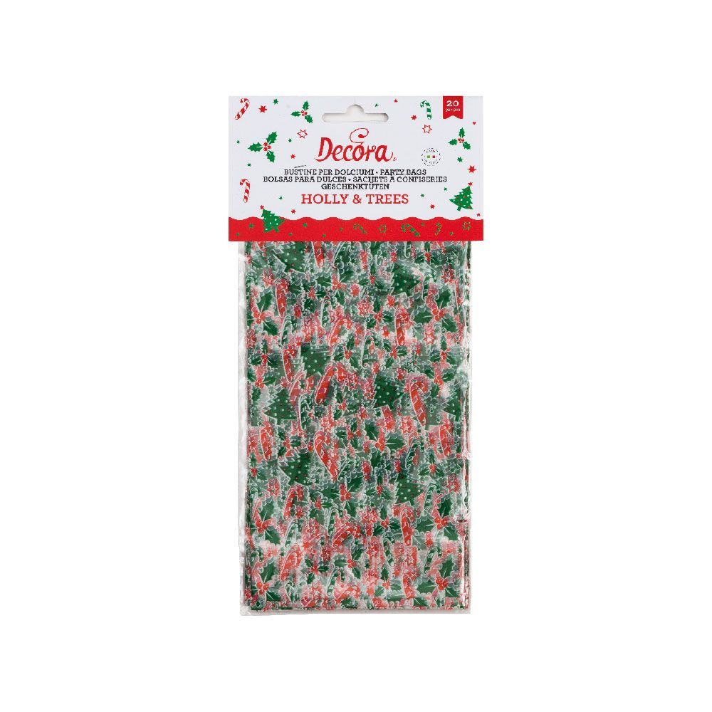 Decorative candy bags - Decora - Holly & Trees, 20 pcs.