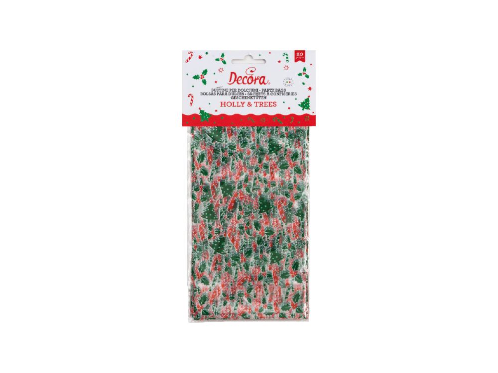 Torebki ozdobne na słodycze - Decora - Holly & Trees, 20 szt.