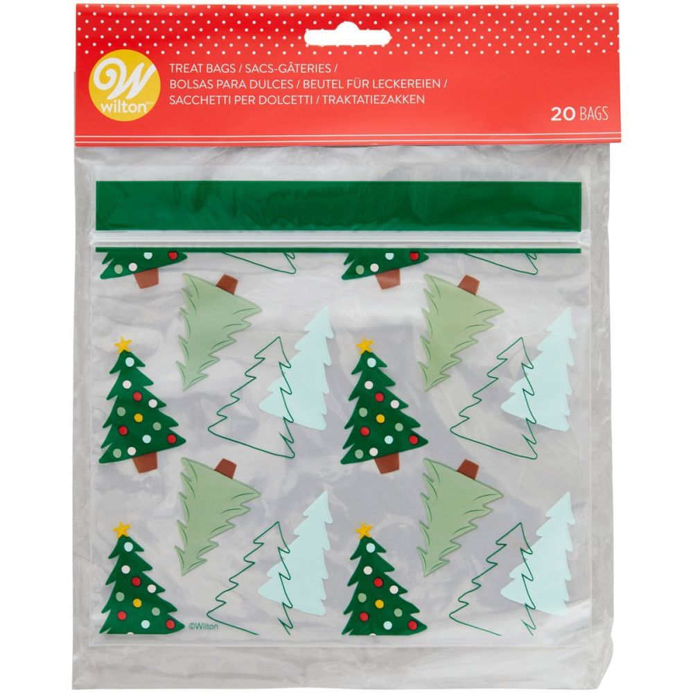 String bags for sweets, Christmas - Wilton - Holiday Trees, 20 pcs.