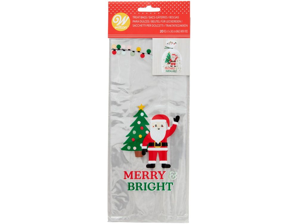 Torebki na słodycze, świąteczne - Wilton - Santa, 20 szt.
