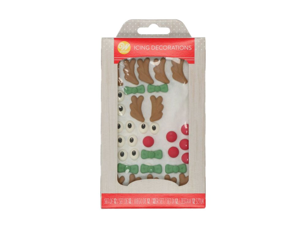 Dekoracje cukrowe, świąteczne - Wilton - Reindeer, 12 szt.