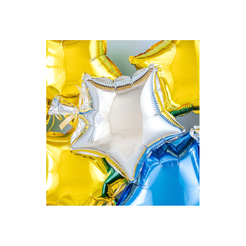 Foil balloons - Stars, silver, 23 cm, 3 pcs.