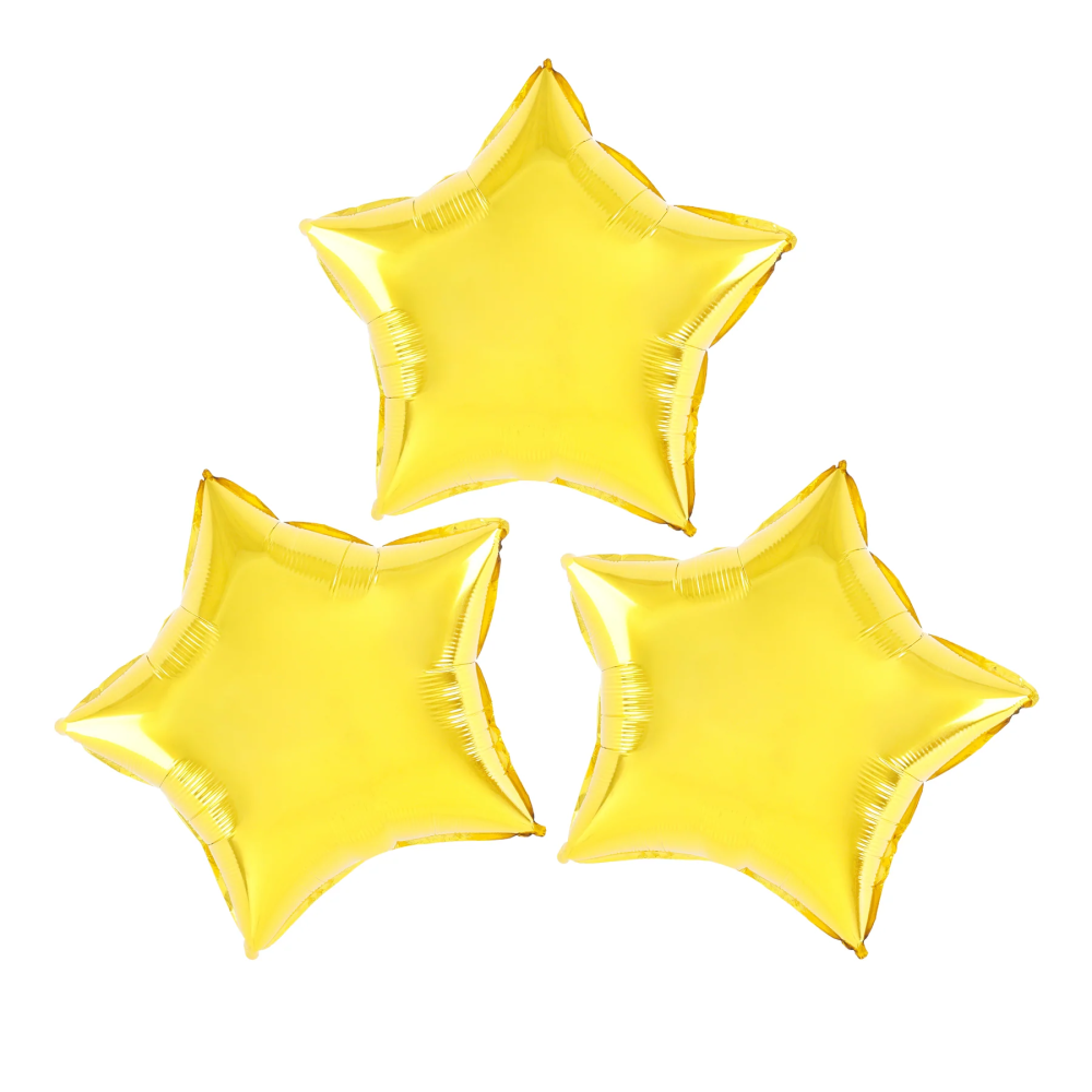 Foil balloons - Stars, gold, 23 cm, 3 pcs.