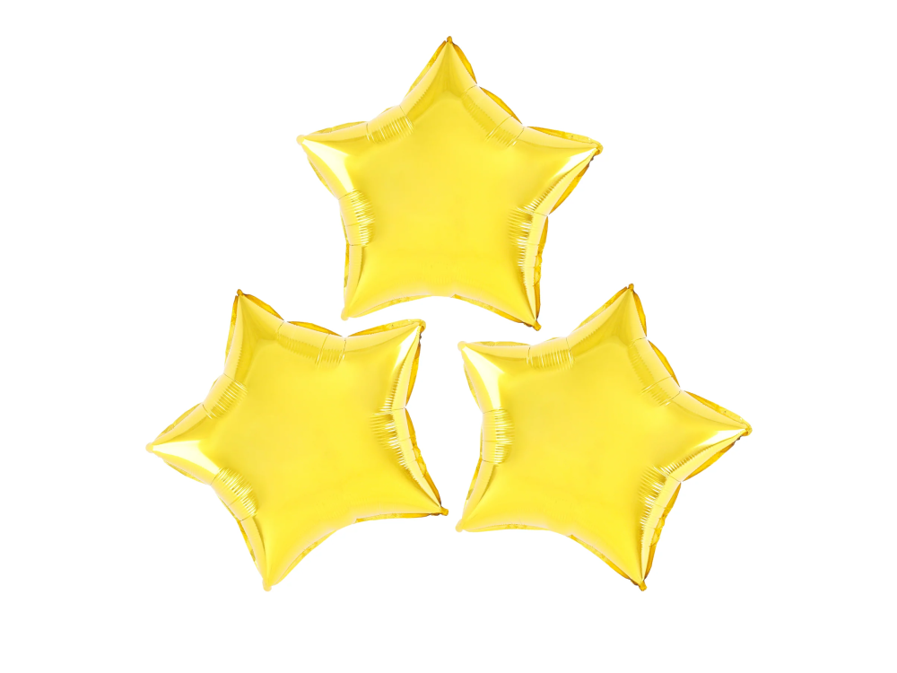 Balony foliowe - Gwiazdki, złote, 23 cm, 3 szt.