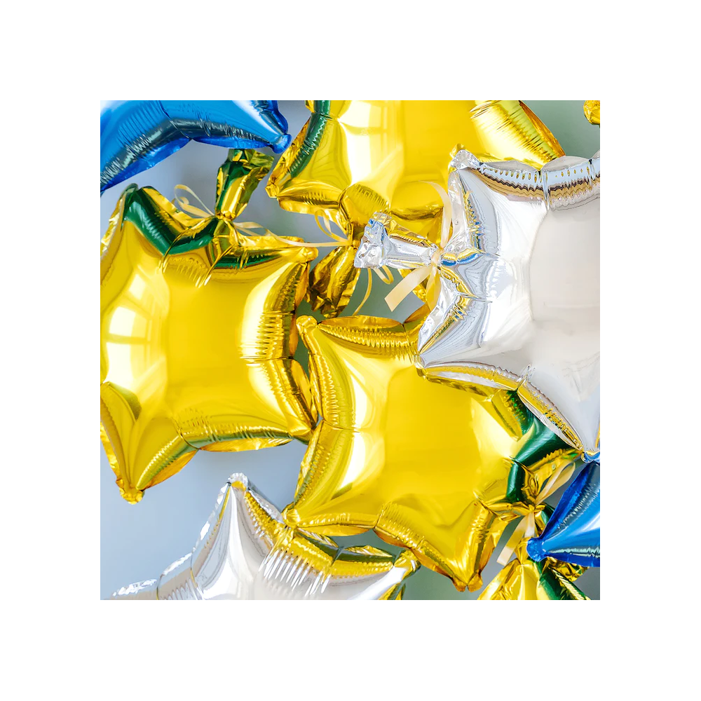 Foil balloons - Stars, gold, 23 cm, 3 pcs.