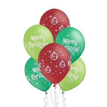 Latex balloons - Merry Christmas, mix, 30 cm, 6 pcs.