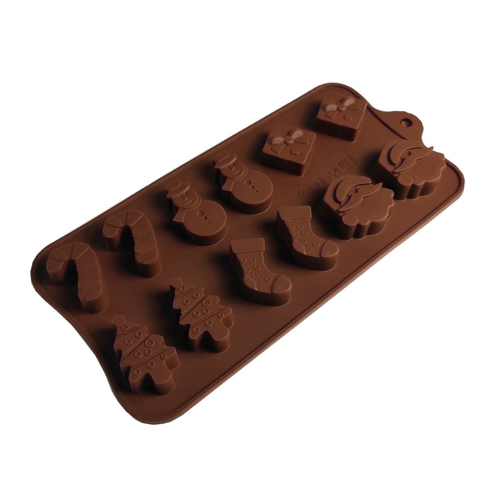 Forma silikonowa do czekoladek - Świąteczny mix, 12 szt.