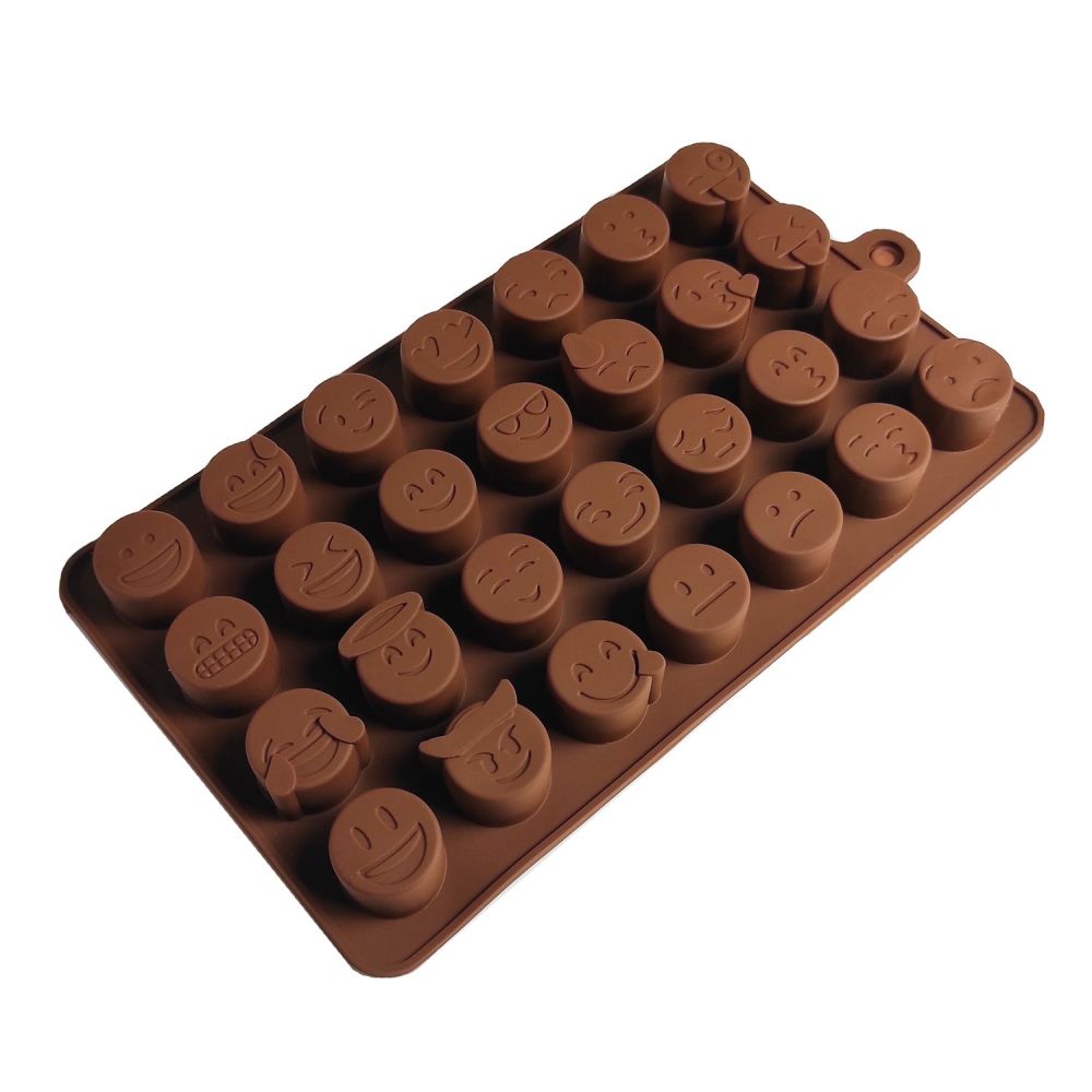 Forma silikonowa do czekoladek - Emotki, mix, 28 szt.