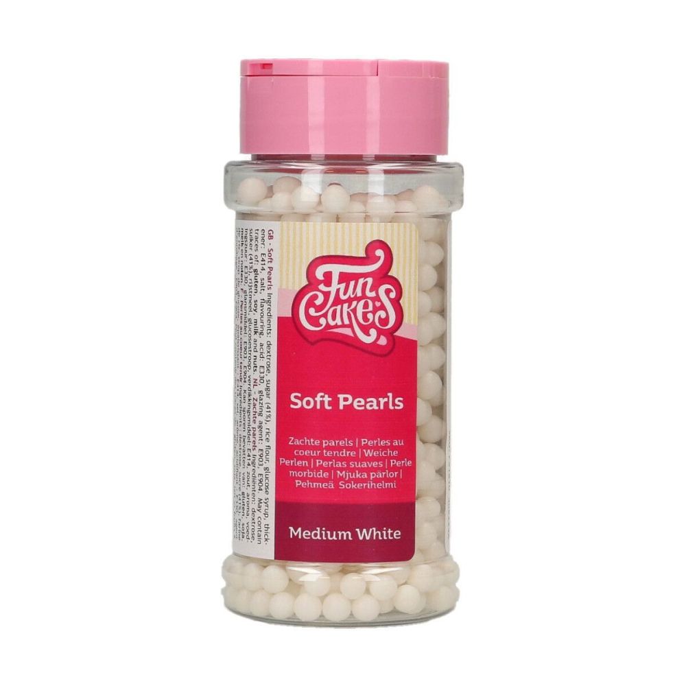 Sugar sprinkles - FunCakes - Pearls, Medium White, 60 g