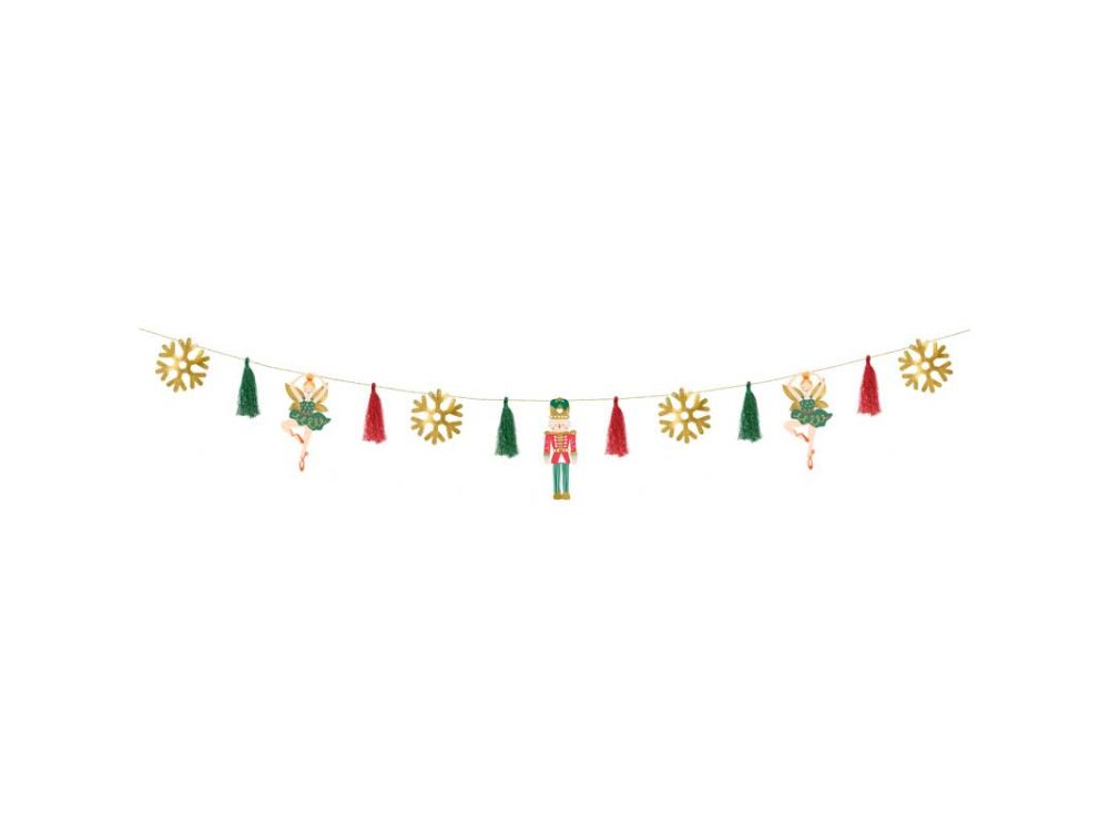 Christmas garland - PartyDeco - Nutcracker, 16.5 cm x 2 m
