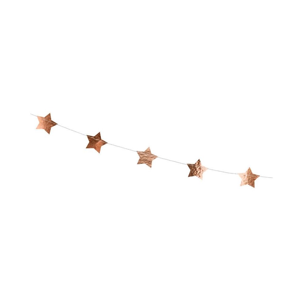 Girlanda dekoracyjna - PartyDeco - Gwiazdki, różowe złoto, 3,6 m