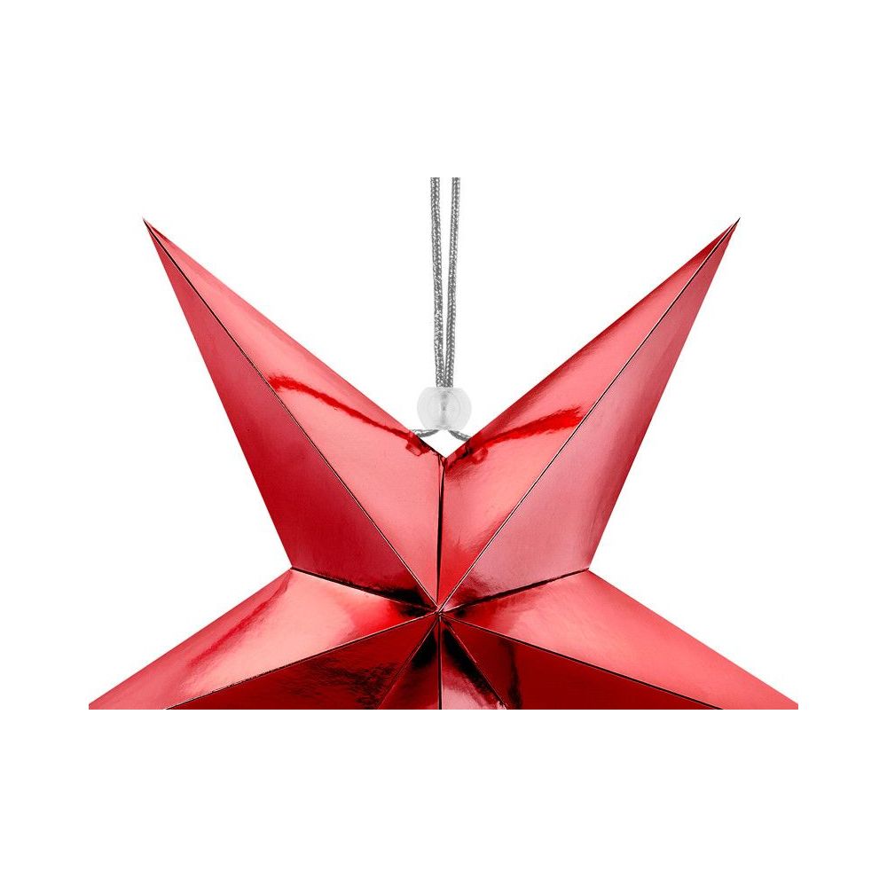 Gwiazda dekoracyjna - PartyDeco - czerwona, papierowa, 30 cm