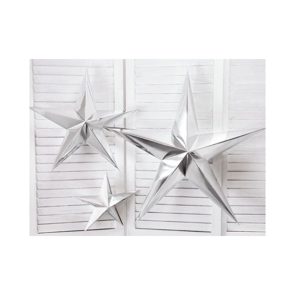 Gwiazda dekoracyjna - PartyDeco - srebrna, papierowa, 30 cm