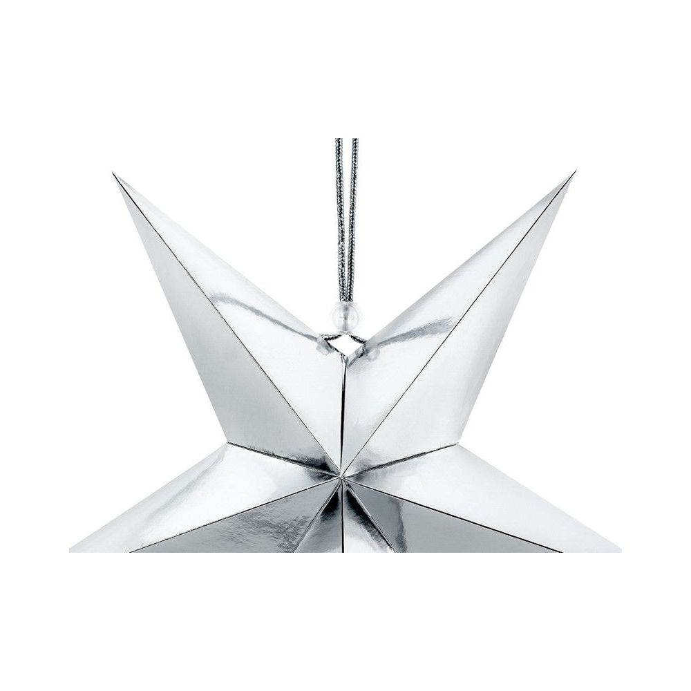 Gwiazda dekoracyjna - PartyDeco - srebrna, papierowa, 30 cm