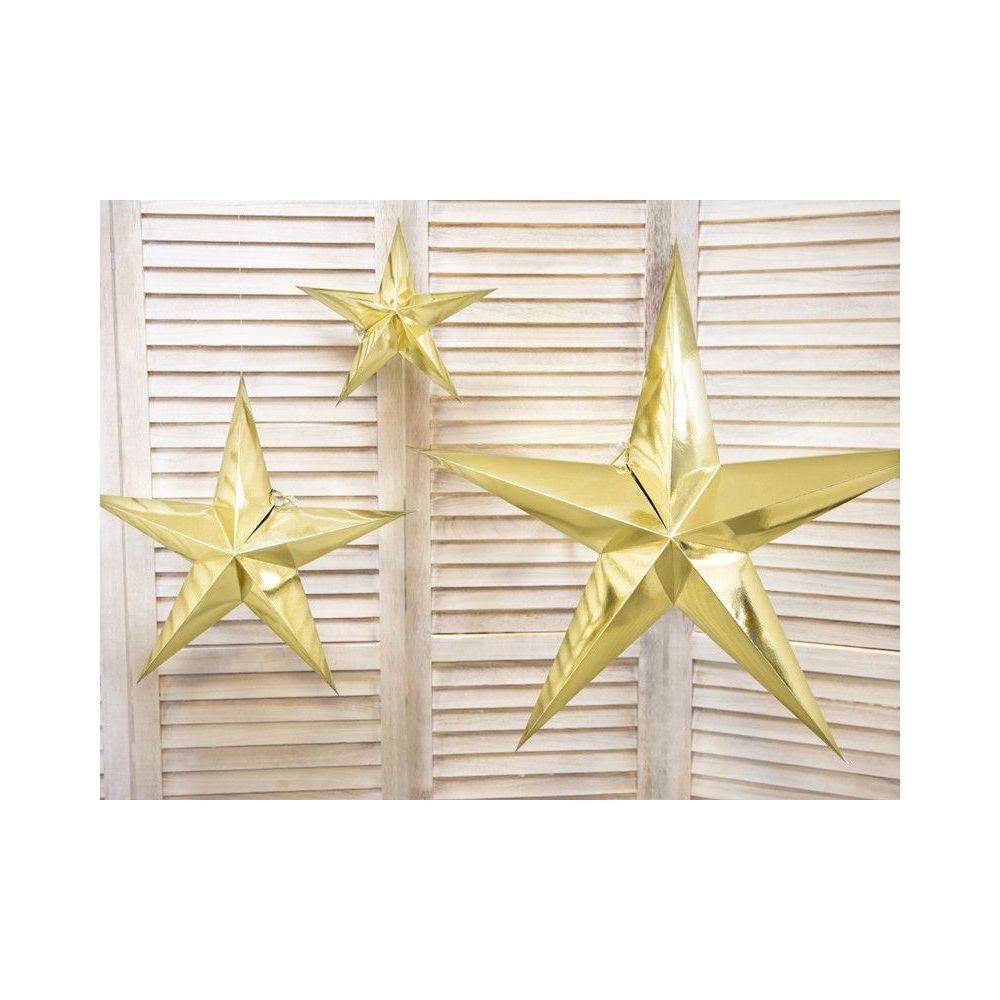 Gwiazda dekoracyjna - PartyDeco - złota, papierowa, 30 cm
