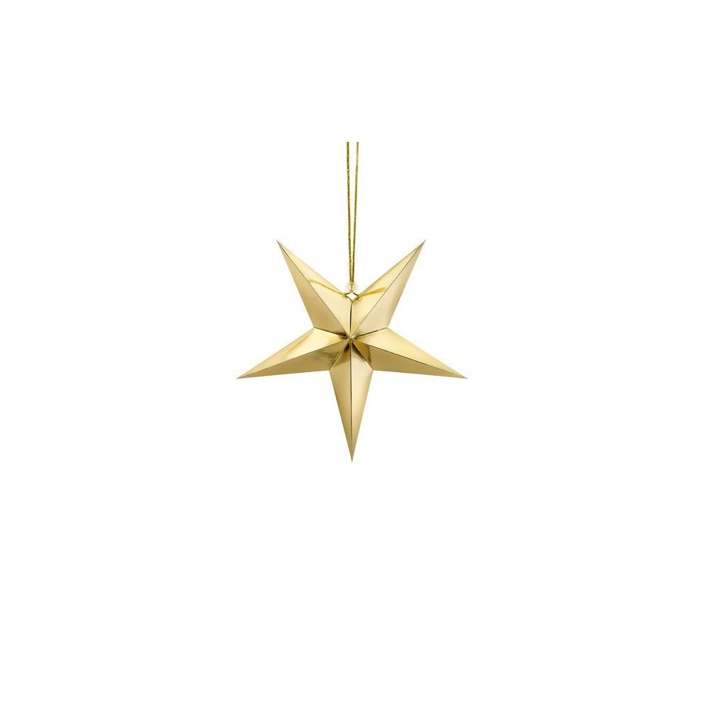 Decorative star - PartyDeco - gold, paper, 30 cm