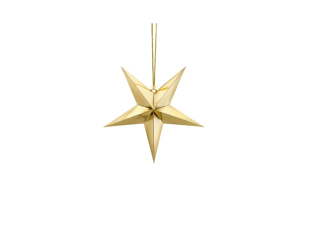 Decorative star - PartyDeco - gold, paper, 30 cm
