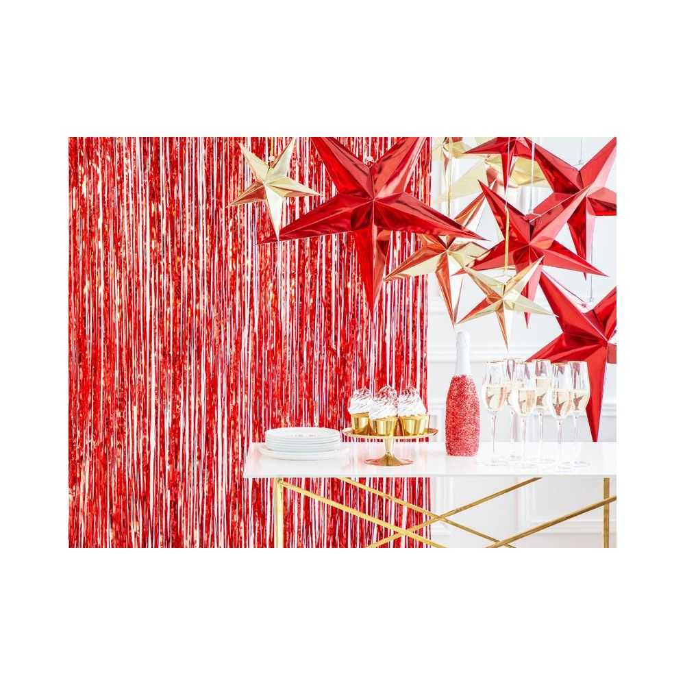 Gwiazda dekoracyjna - PartyDeco - czerwona, papierowa, 45 cm