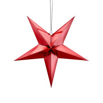 Gwiazda dekoracyjna - PartyDeco - czerwona, papierowa, 45 cm