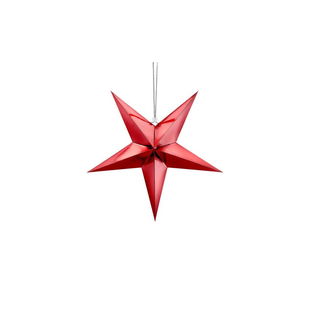 Decorative star - PartyDeco - red, paper, 45 cm