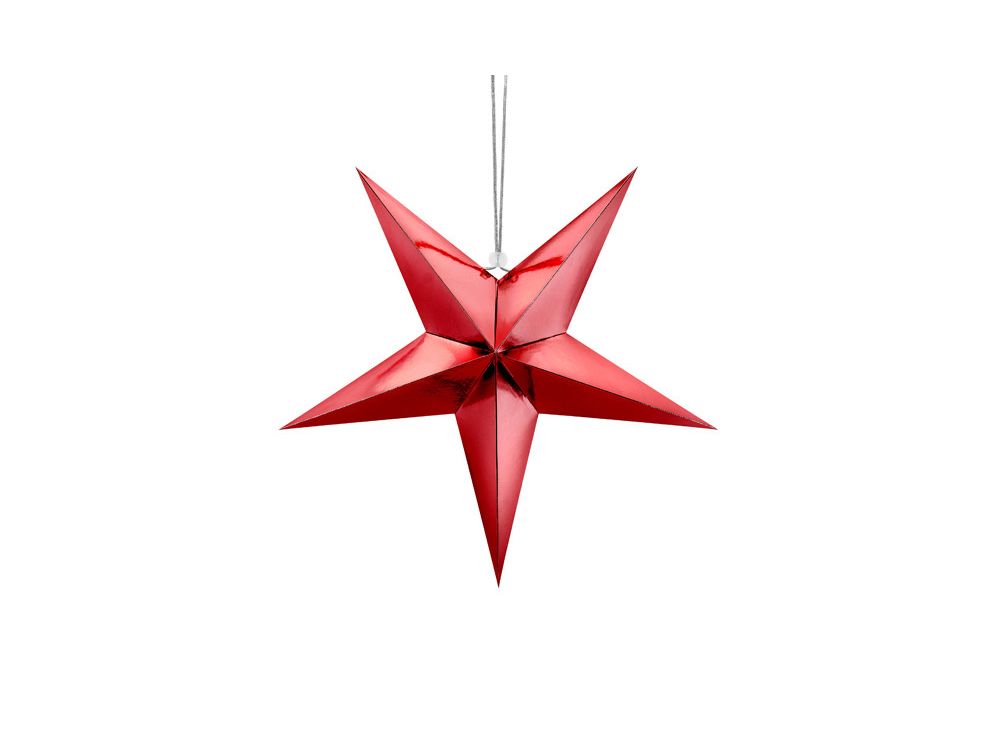 Gwiazda dekoracyjna - PartyDeco - czerwona, papierowa, 45 cm