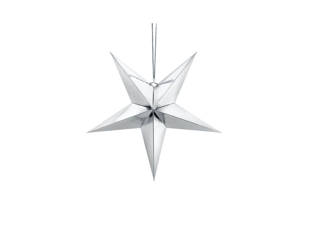 Decorative star - PartyDeco - silver, paper, 45 cm