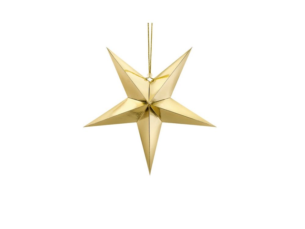 Decorative star - PartyDeco - gold, paper, 45 cm