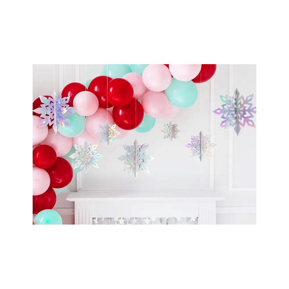 Decorative tags - PartyDeco - Snowflakes, iridescent, 6 pcs.