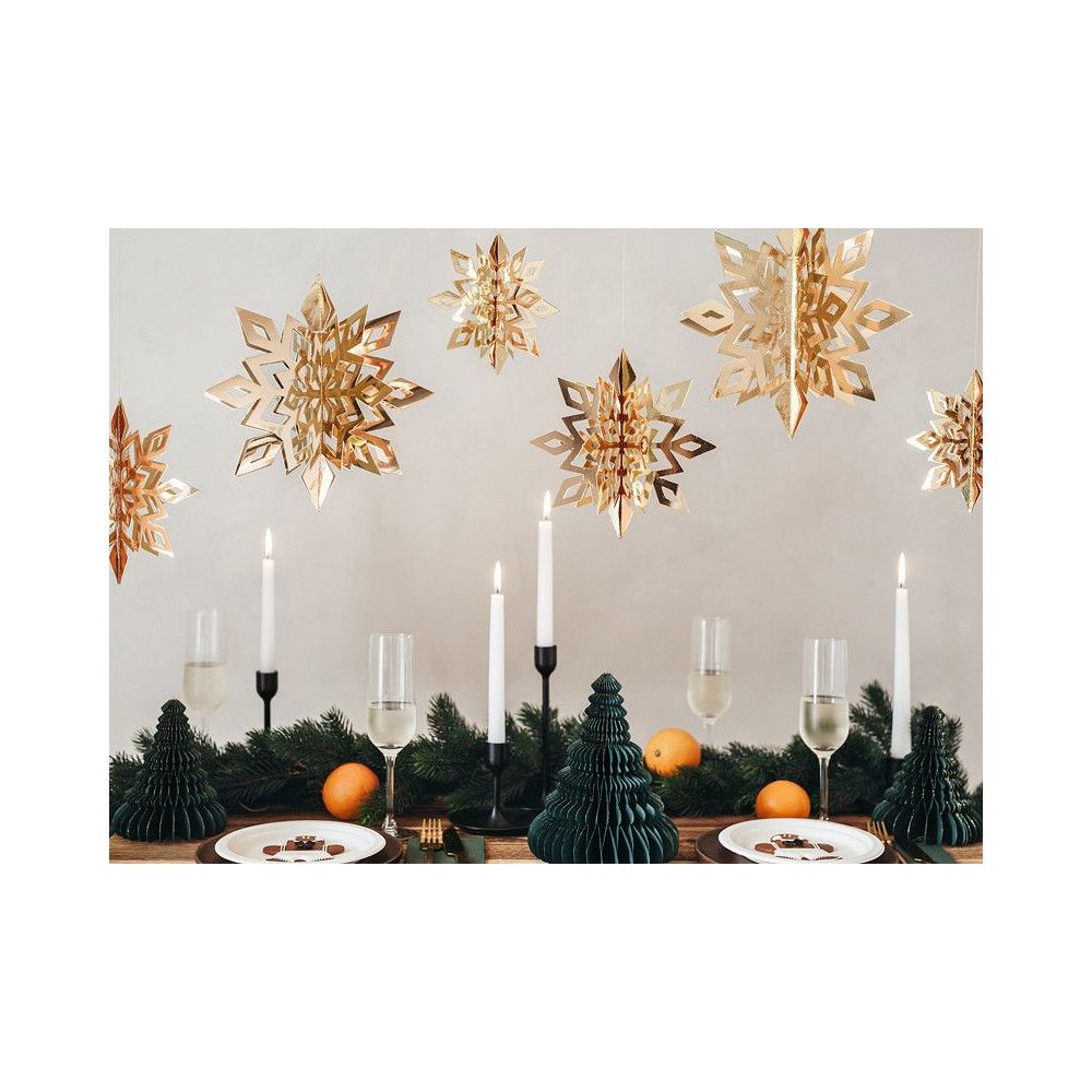 Decorative tags - PartyDeco - Snowflakes, gold, 6 pcs.