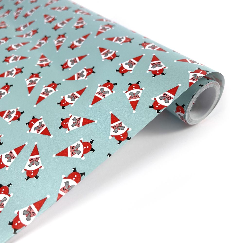 Gift wrapping paper, Santa Clauses - Clairefontaine - blue, 35 cm x 5 m