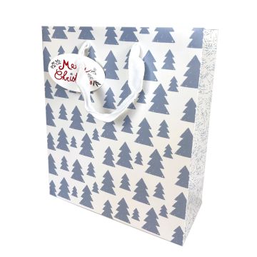 Gift bag, Christmas trees - Clairefontaine - blue, 21.5 x 10.2 x 25.3 cm