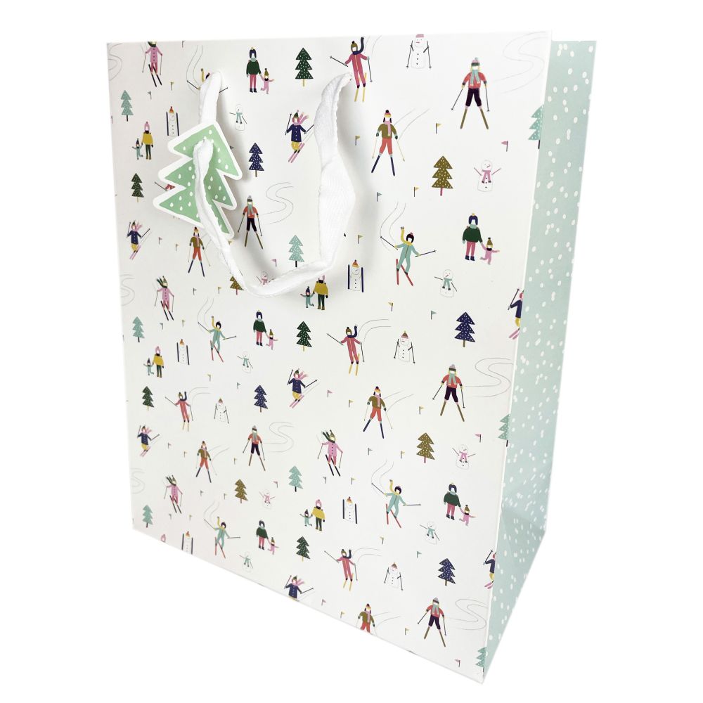 Gift bag, Skiers - Clairefontaine - 26.5 x 14 x 33 cm