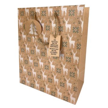 Gift bag, Reindeer - Clairefontaine - 26.5 x 14 x 33 cm