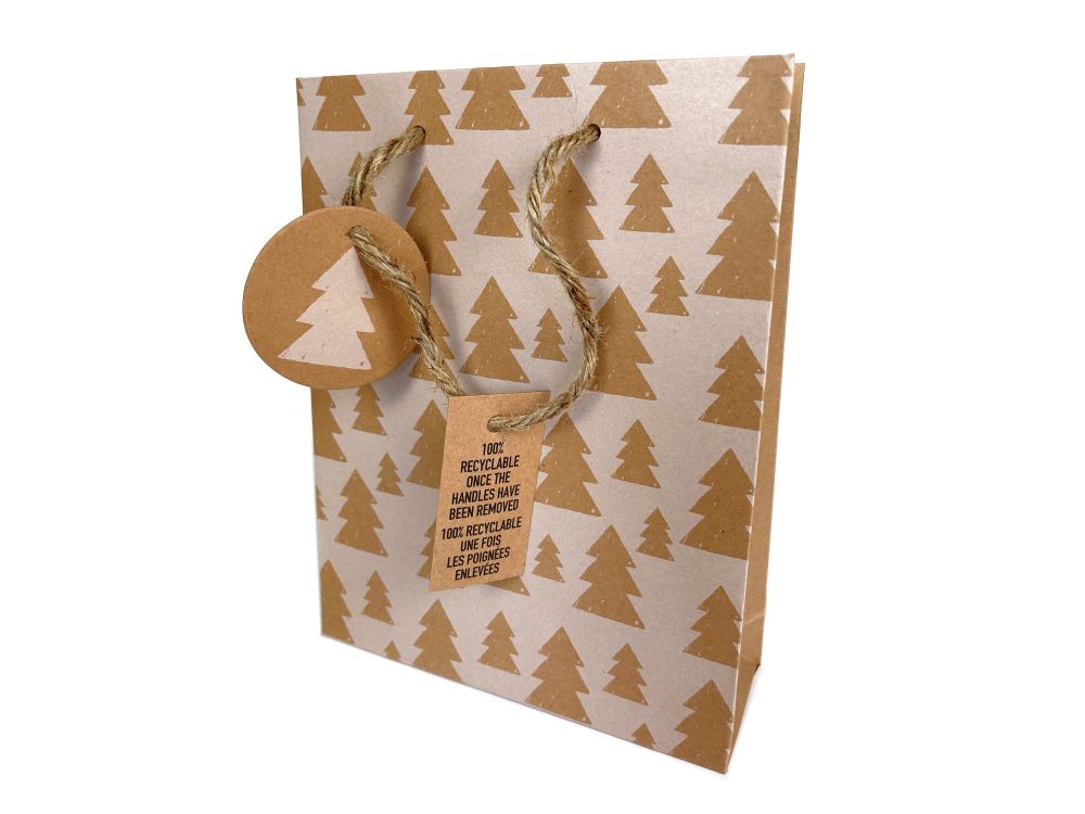 Torebka na prezenty, Choinki - Clairefontaine - kraft, 17 x 6 x 22 cm