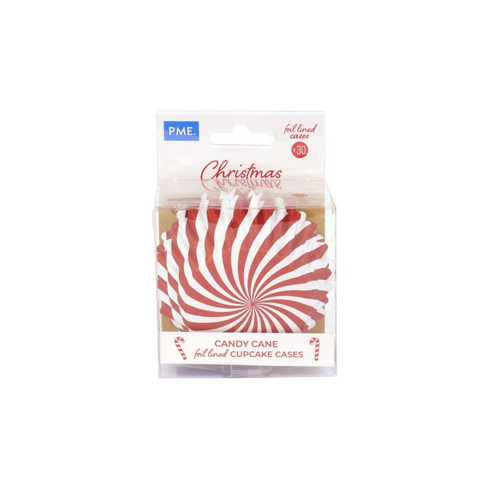 Papilotki świąteczne do muffinek - PME - Candy Cane, 30 szt.