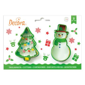 Set of cookie cutters - Decora - christmas tree and snowman, 2 pcs.