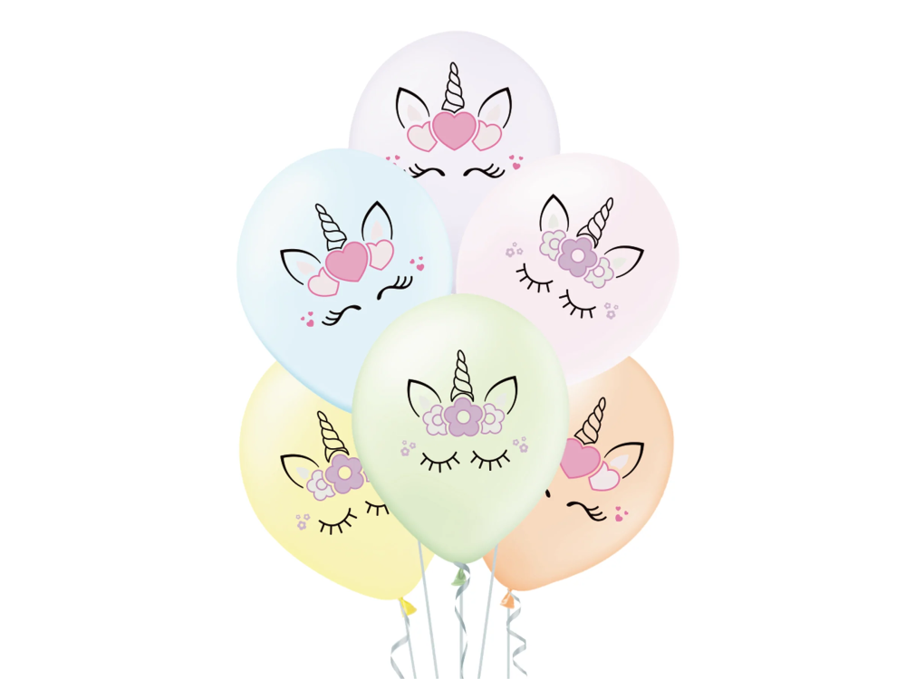 Latex balloons - Unicorn, mix, 30 cm, 6 pcs.